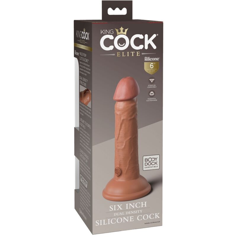 KING COCK - DILDO RÉALISTE ÉLITE EN SILICONE 15,2 CM CARAMEL
