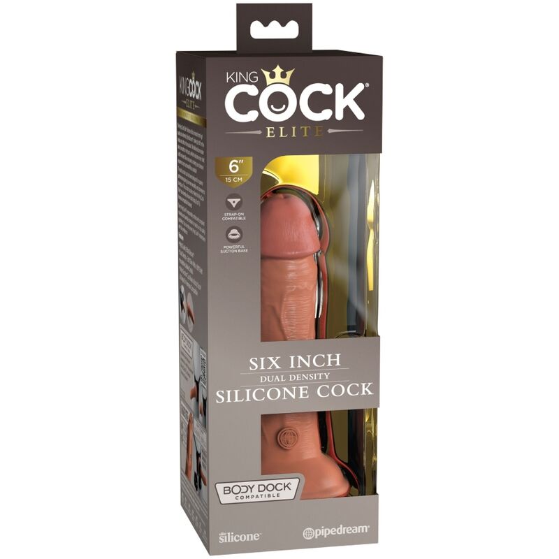 KING COCK - DILDO RÉALISTE ÉLITE EN SILICONE 15,2 CM CARAMEL