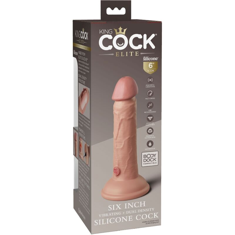 KING COCK - DILDO RÉALISTE VIBRANT & SILICONE HAUT DE GAMME 15,2 CM