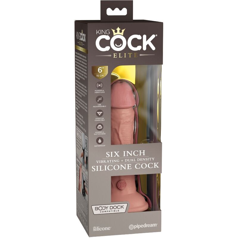 KING COCK - DILDO RÉALISTE VIBRANT & SILICONE HAUT DE GAMME 15,2 CM