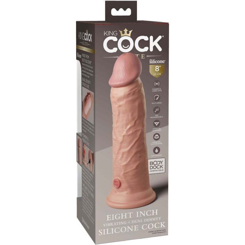 KING COCK - DILDO RÉALISTE VIBRANT & SILICONE HAUT DE GAMME 20,3 CM