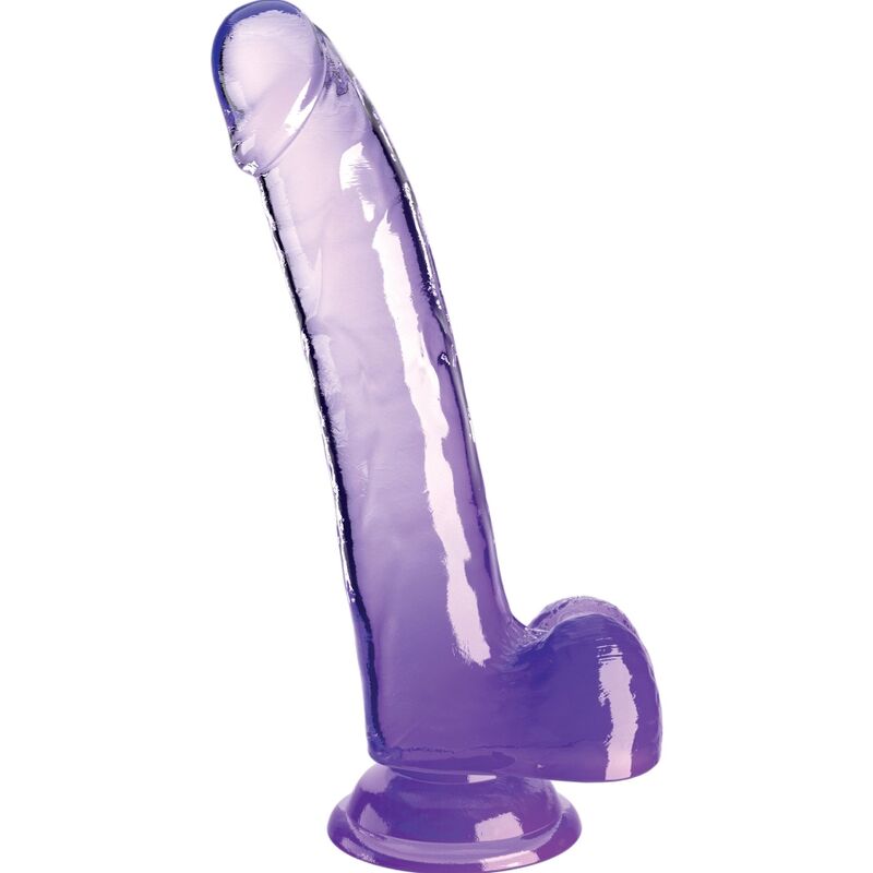 KING COCK - GODEMICHET TRANSPARENT AVEC TESTICULES 20,3 CM VIOLET
