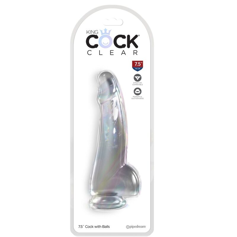KING COCK - GODEMICHET TRANSPARENT AVEC TESTICULES 15,2 CM