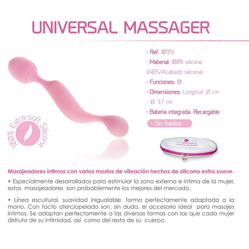 FEMINTIMATE - MASSEUR VIBRANT UNIVERSEL EN SILICONE ROSE