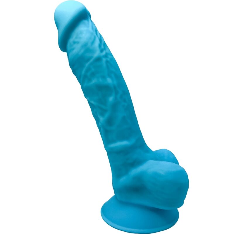 SILEXD - MODÈLE 1 PÉNIS RÉALISTE SILICONE PREMIUM SILEXPAN BLEU 17.5 CM