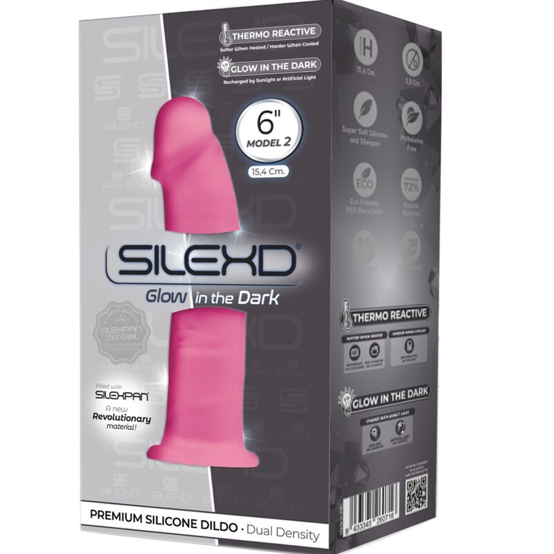 SILEXD - MODÈLE 2 PÉNIS RÉALISTE SILICONE PREMIUM SILEXPAN ROSE FLUORESCENT 15 CM