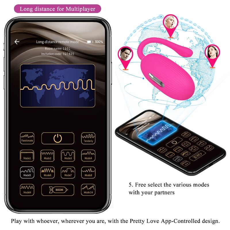 PRETTY LOVE - DOREEN OEUF VIBRANT RECHARGEABLE MAGENTA TÉLÉCOMMANDE