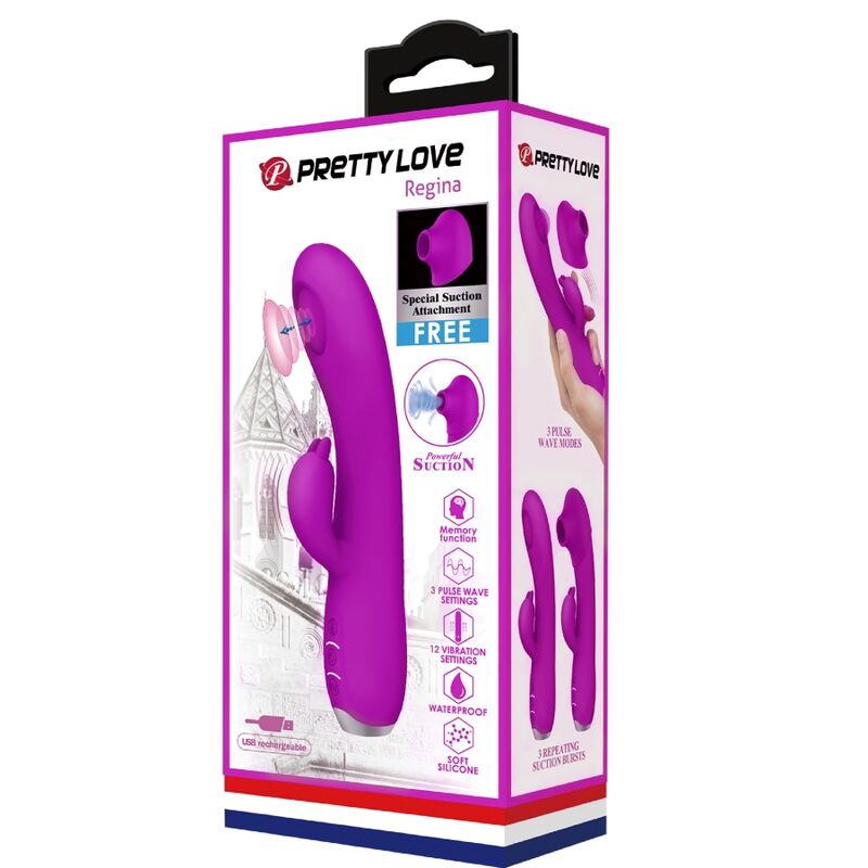 PRETTY LOVE - REGINA RECHARGEABLE SUCTION VIBRATOR PURPLE