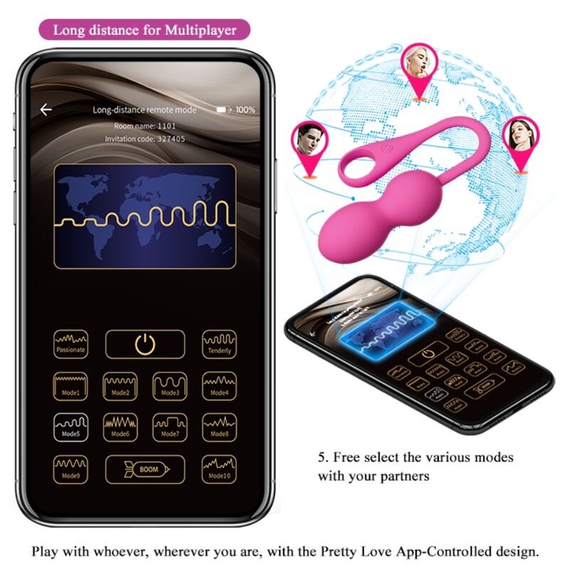PRETTY LOVE - ELVIRA RECHARGEABLE PINK VIBRATING BALLS
