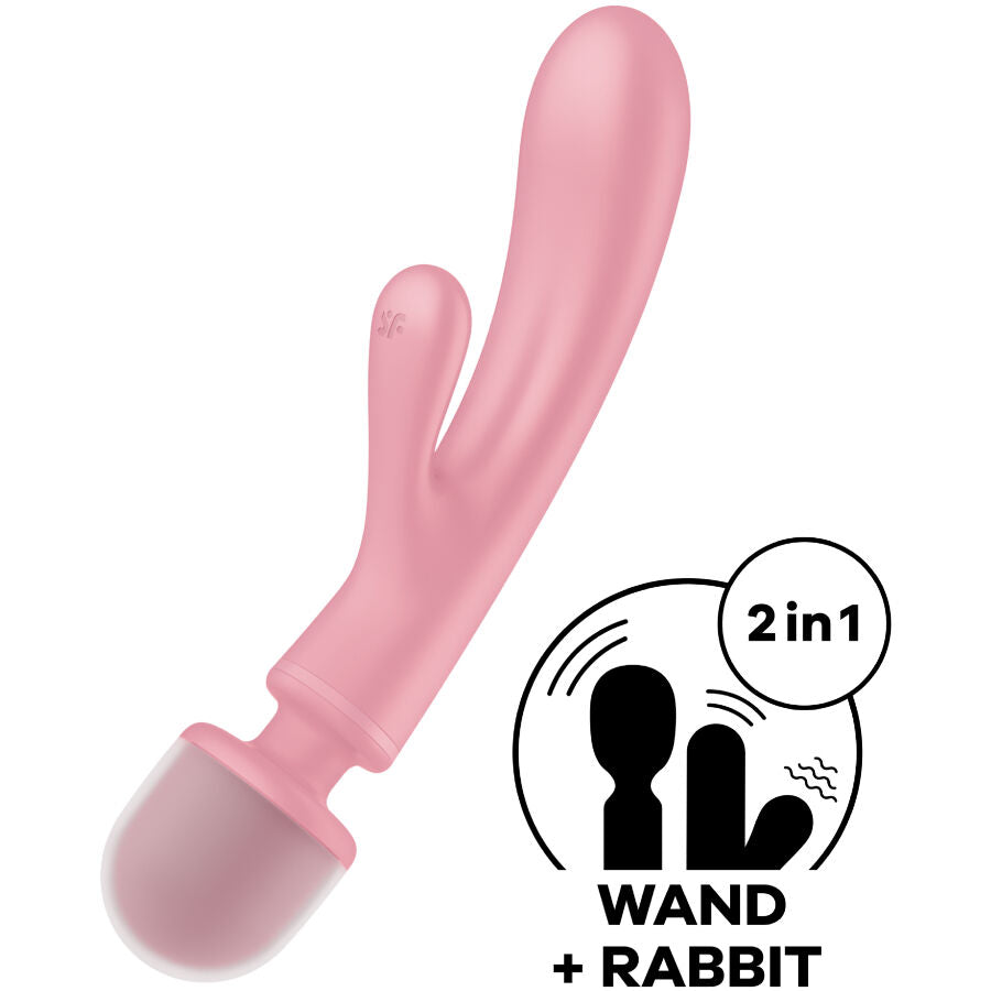 SATISFYER - TRIPLE LOVER MASSEUR VIBREUR RABBIT ROSE