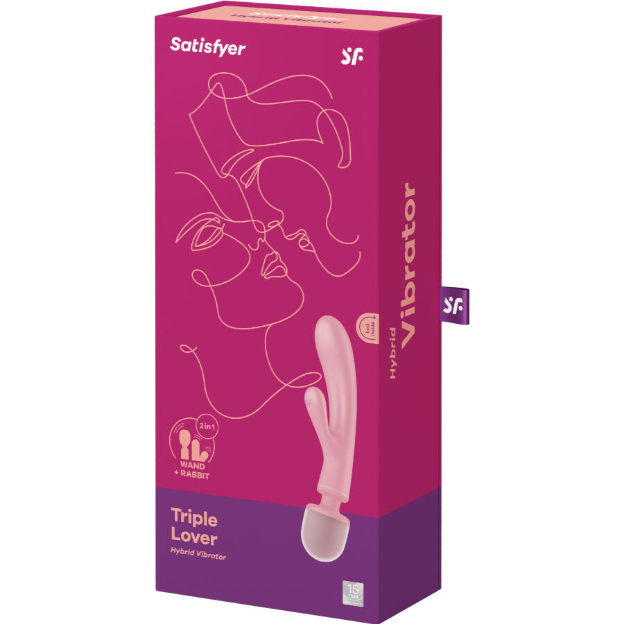 SATISFYER - TRIPLE LOVER MASSEUR VIBREUR RABBIT ROSE