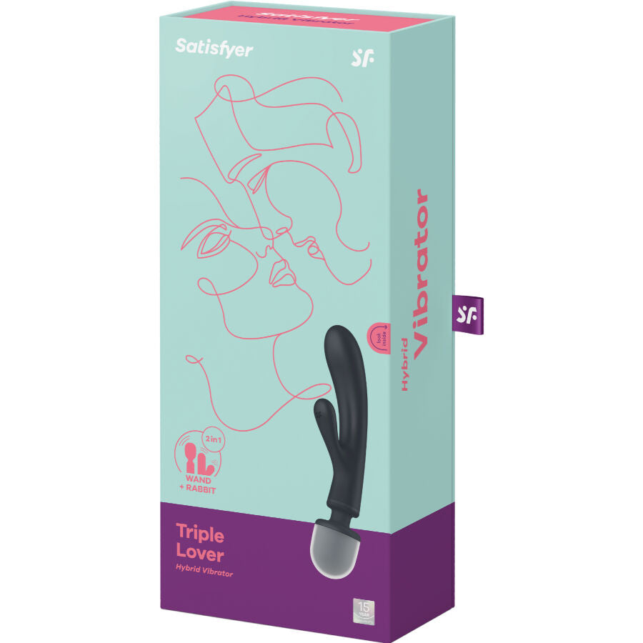 SATISFYER - TRIPLE LOVER MASSEUR VIBRANT RABBIT GRIS