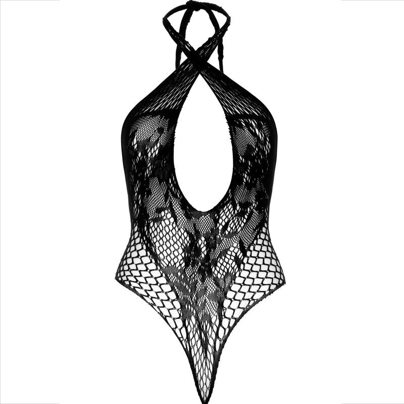 LEG AVENUE - TEDDY NŒUD COULISSANT EN DENTELLE NOIRE