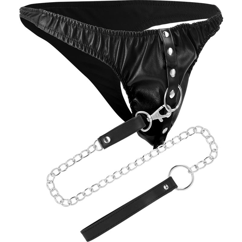 DARKNESS - TANGA DE SOUMISSION AVEC CHAÎNE MÉTALLIQUE