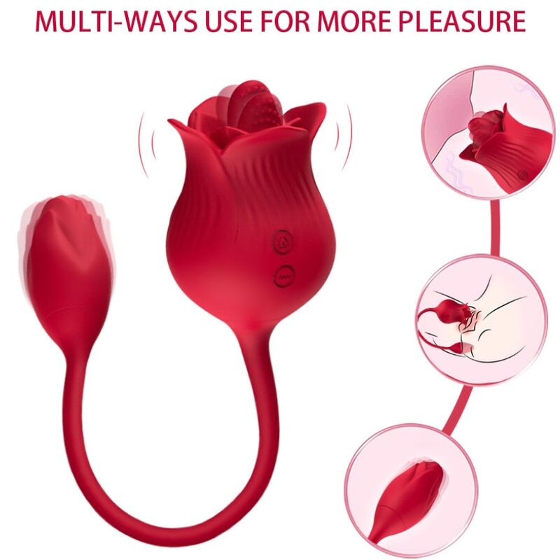 ARMONY - VIBREUR STIMULATEUR CLITORIDIEN ROSE AVEC QUEUE 10 MODES ROUGE