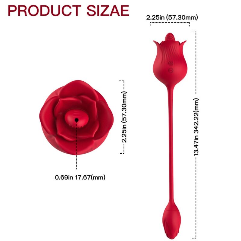 ARMONY - VIBREUR STIMULATEUR CLITORIDIEN ROSE AVEC QUEUE 10 MODES ROUGE