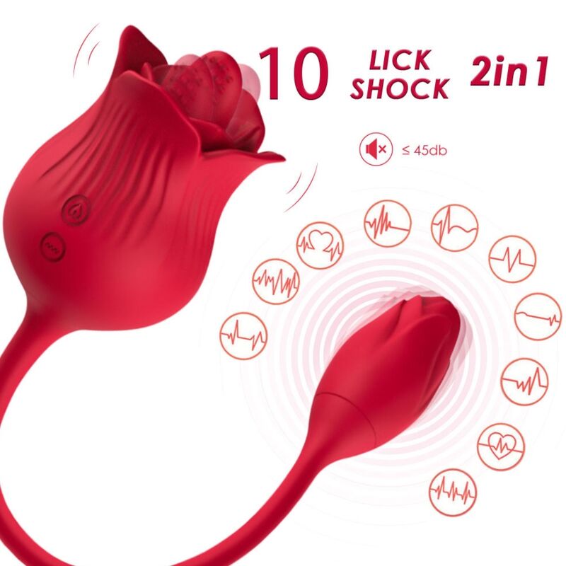 ARMONY - VIBREUR STIMULATEUR CLITORIDIEN ROSE AVEC QUEUE 10 MODES ROUGE