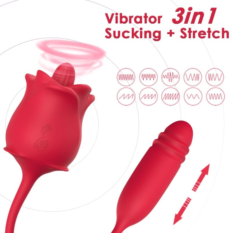 ARMONY - ROSE 3 EN 1, STIMULATEUR, SUCEUR ET UP&DOWN AVEC QUEUE ROUGE