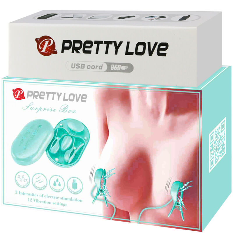 PRETTY LOVE - COFFRET SURPRISE PINCES D'ÉLECTROSTIMULATION BLEUES