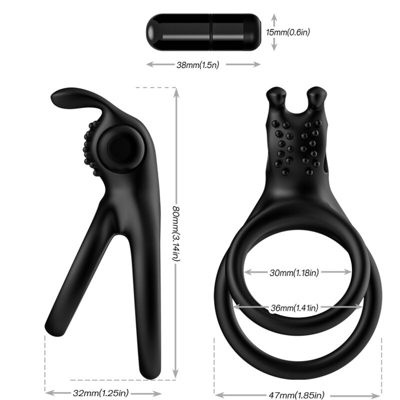 ARMONY - TRAVELER DOUBLE VIBRATING RING FOR COUPLE RABBIT BLACK