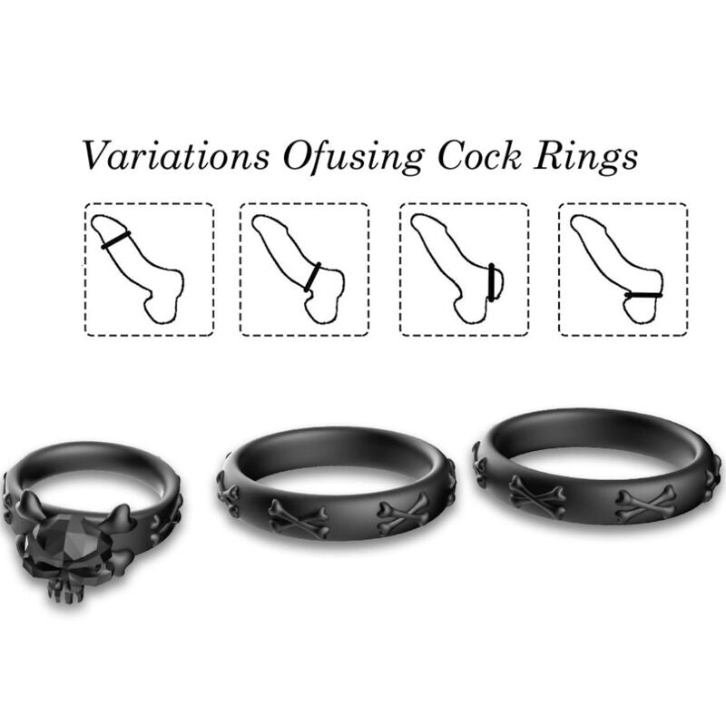 ARMONY - ANNEAUX CRÂNE SILICONE NOIR