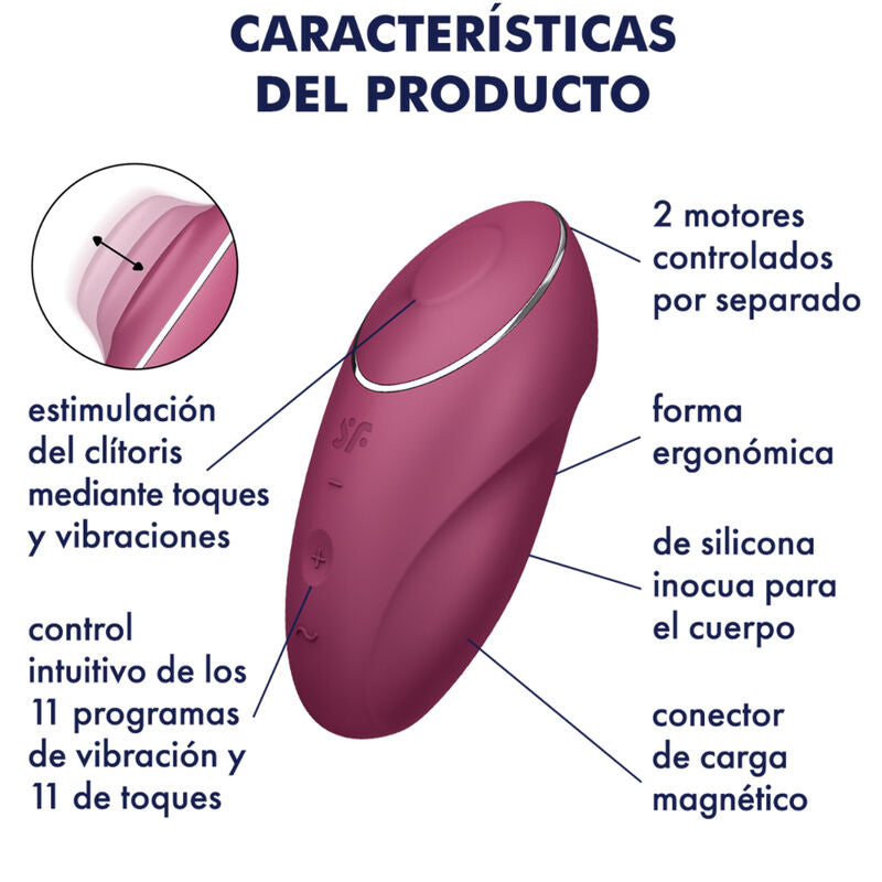 SATISFYER - TAP & CLIMAX 1 VIBREUR LAY-ON ROUGE
