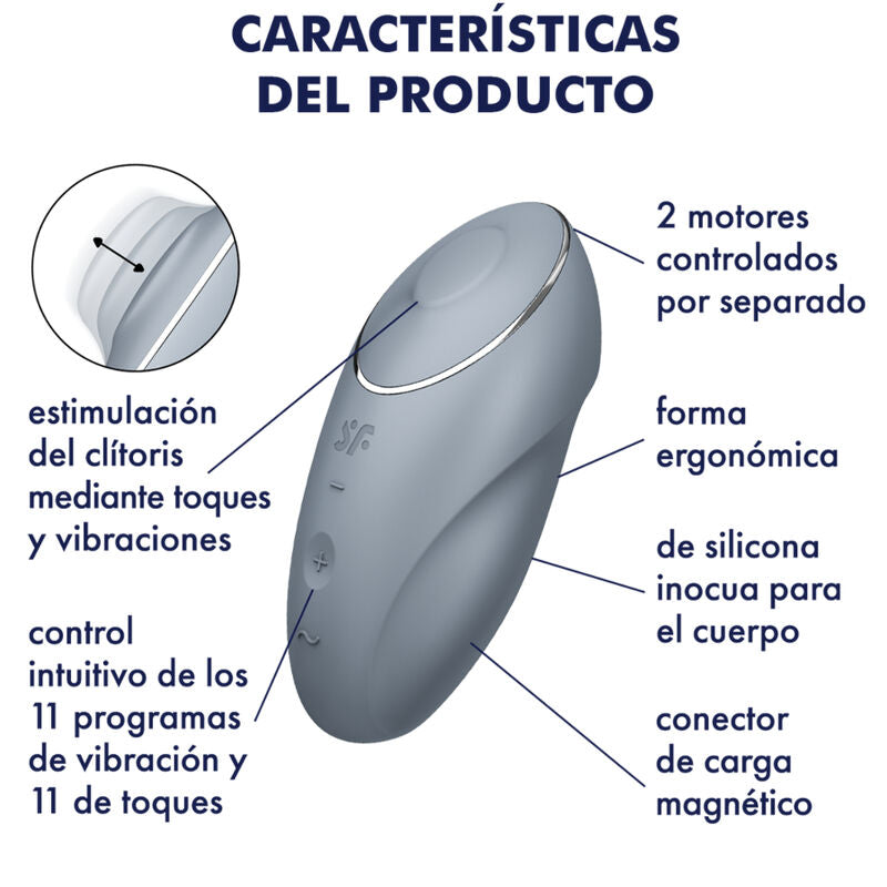 SATISFYER - TAP & CLIMAX 1 GRAY LAY-ON VIBRATOR