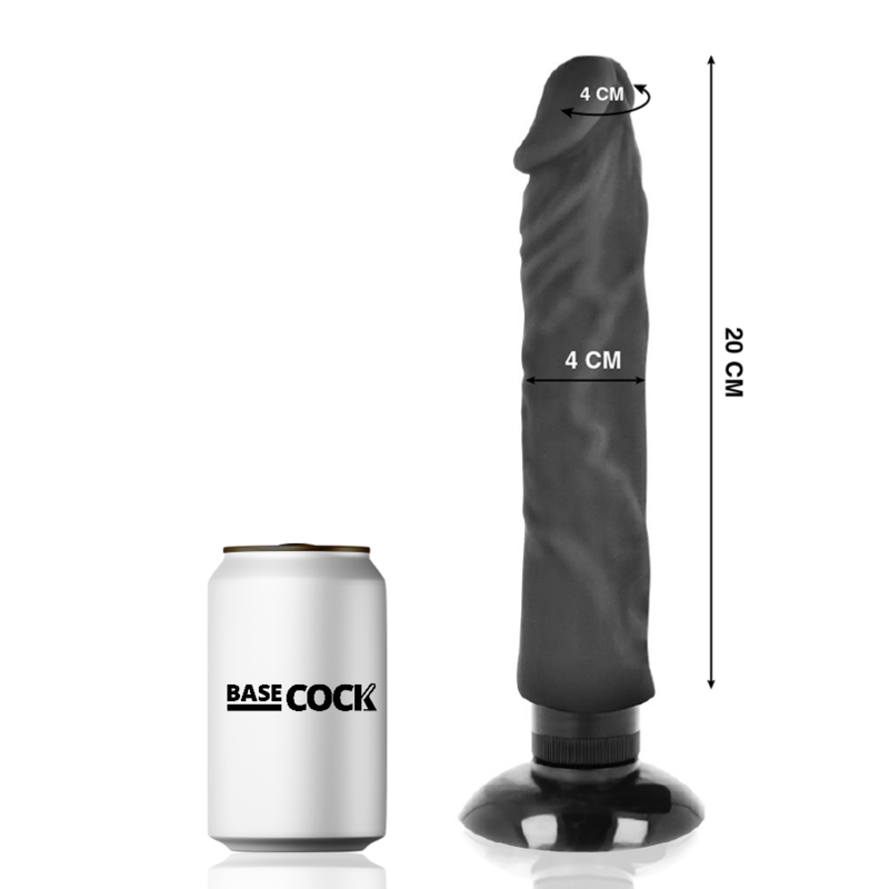BASECOCK - VIBREUR RÉALISTE 2-1 NOIR NATUREL 20 CM -O- 4 CM