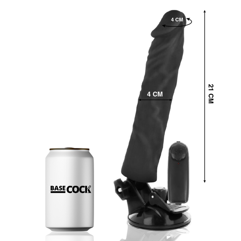 BASECOCK - VIBREUR RÉALISTE TÉLÉCOMMANDE NOIR 21 CM -O- 4 CM