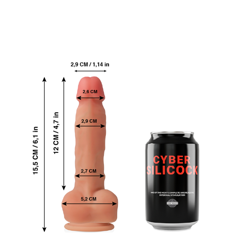 CYBER SILICOCK - ANSEL RÉALISTE SILICONE LIQUIDE 15,5 CM -O- 2,9 CM
