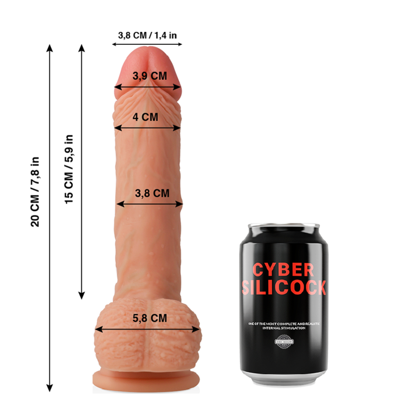 CYBER SILICOCK - FREEMAN RÉALISTE SILICONE LIQUIDE 20 CM -O- 3.8 CM