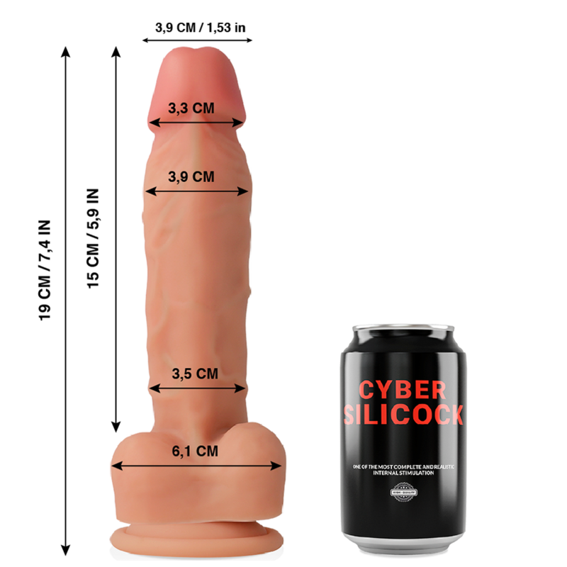 CYBER SILICOCK - OLIVER RÉALISTE SILICONE LIQUIDE 19 CM -O- 3.9 CM