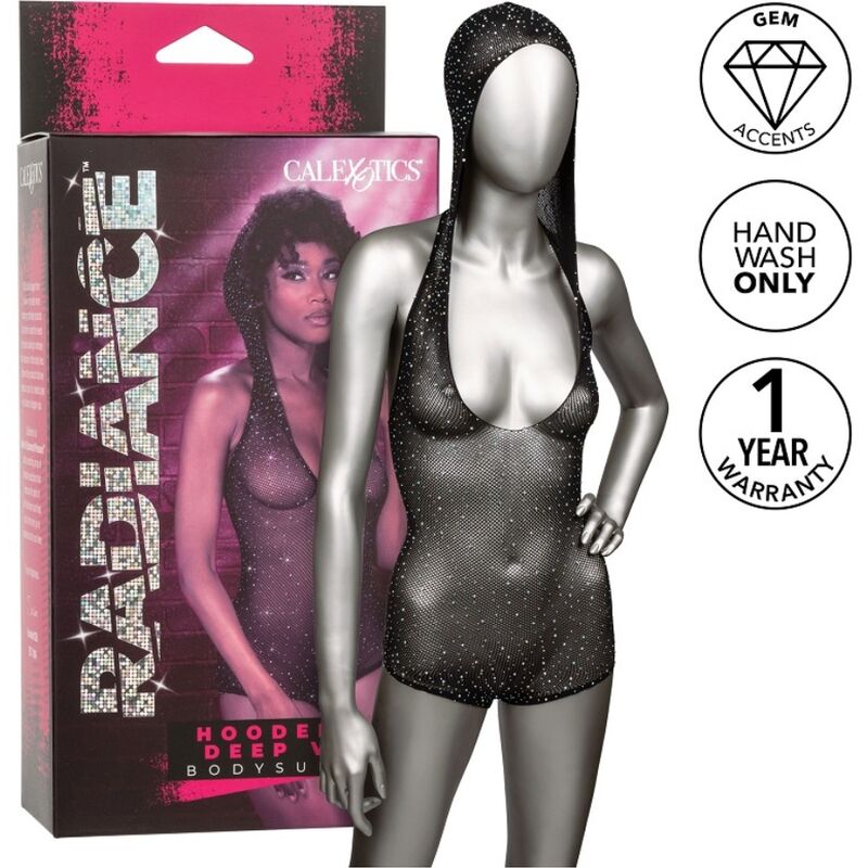 CALEXOTICS - RADIANCE HOODED BODYSUIT WITH DEEP V-NECK