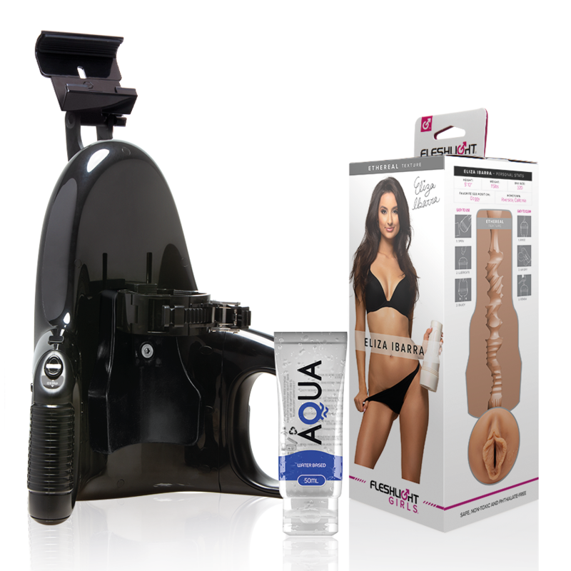 FLESHLIGHT - VAGIN ELIZA IBARRA + LANCEUR UNIVERSEL + LUBRIFIANT AQUA QUALITY 50 ML