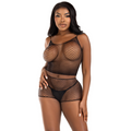 LEG AVENUE - BLACK MESH T-SHIRT & PANTS SET