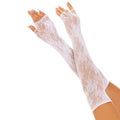 LEG AVENUE - GANTS SANS DOIGTS ROUGE FLEURI BLANC