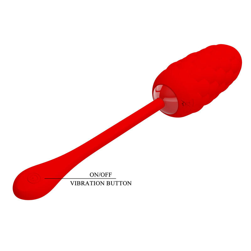 PRETTY LOVE - RECHARGEABLE MARINE TEXTURED VIBRATING EGG RED