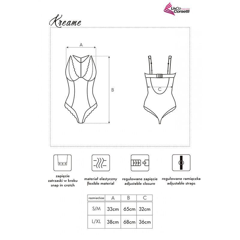 LIVCO CORSETTI FASHION - KREAME LC 90546 BODY NOIR L/XL