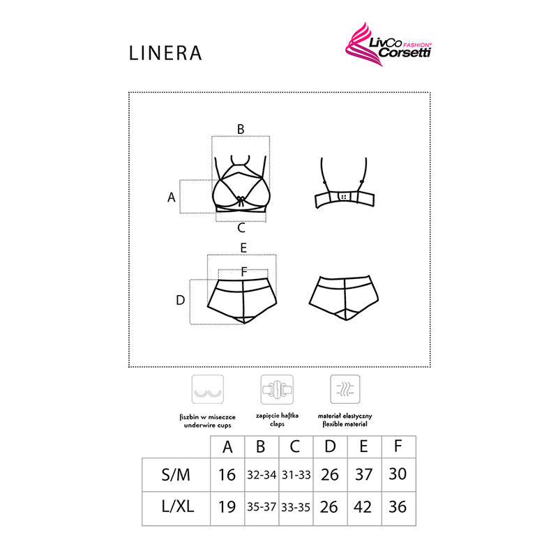 LIVCO CORSETTI FASHION - COLLECTION LINERA POUR LES SENS SOUTIEN-GORGE + CULOTTE NOIR S/M