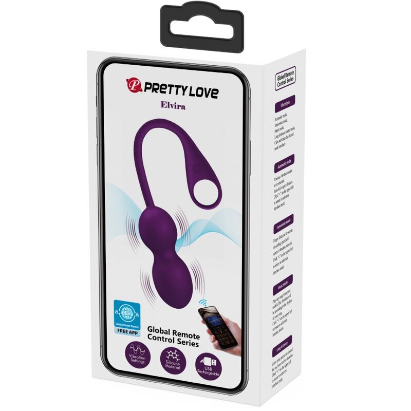 PRETTY LOVE - ELVIRA BOULES DE GINNASTIQUE VAGINALE CONTRÔLE À DISTANCE APPLICATION VIOLET