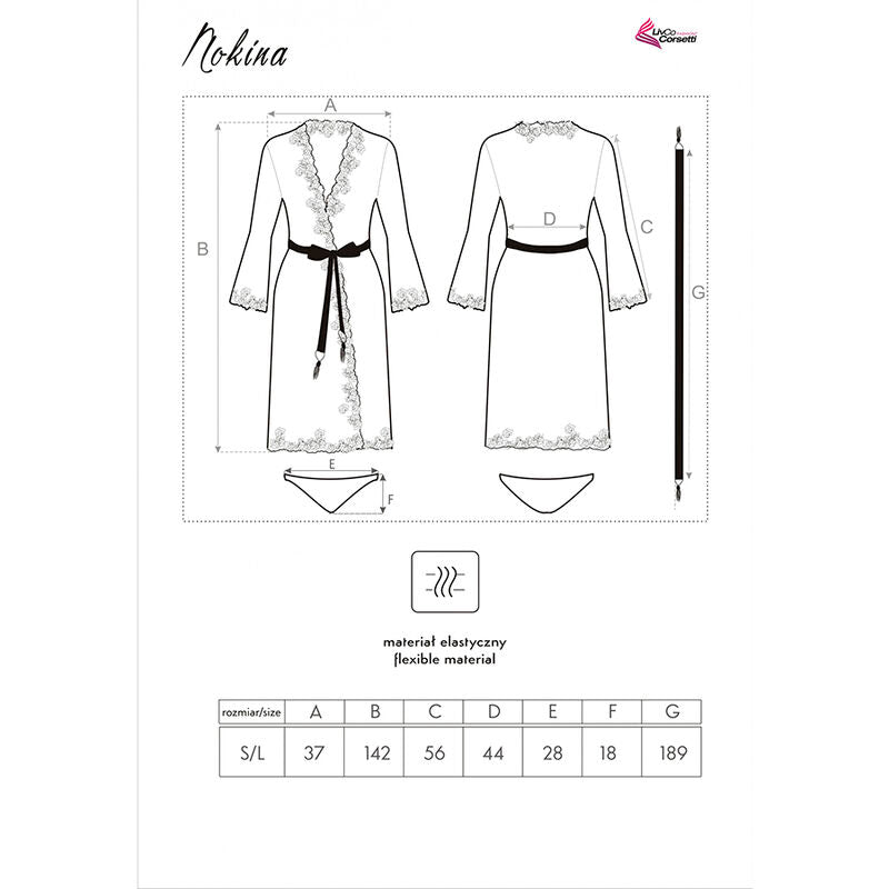 LIVCO CORSETTI FASHION - NOKINA LC XG055 ROBE DE CHAMBRE + CULOTTE NOIR TAILLE UNIQUE