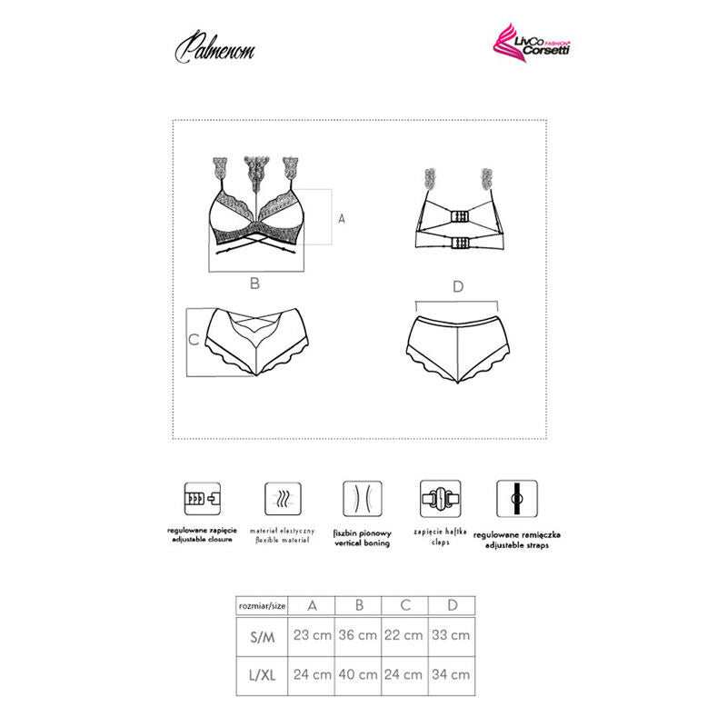 LIVCO CORSETTI FASHION - PALMENOM LC 90614 SOUTIEN-GORGE + CULOTTE NOIR S/M