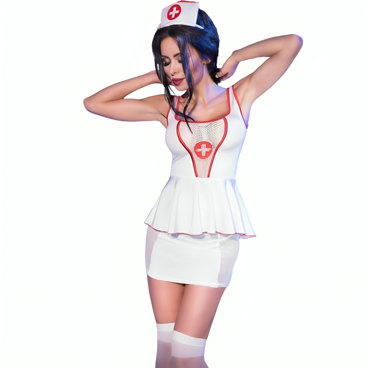 CHILIROSE - CR 4160 NURSE COSTUME TOP & SKIRT L/XL