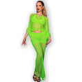 CHILIROSE - CR 4666 TOP & GREEN SKIRT S/M