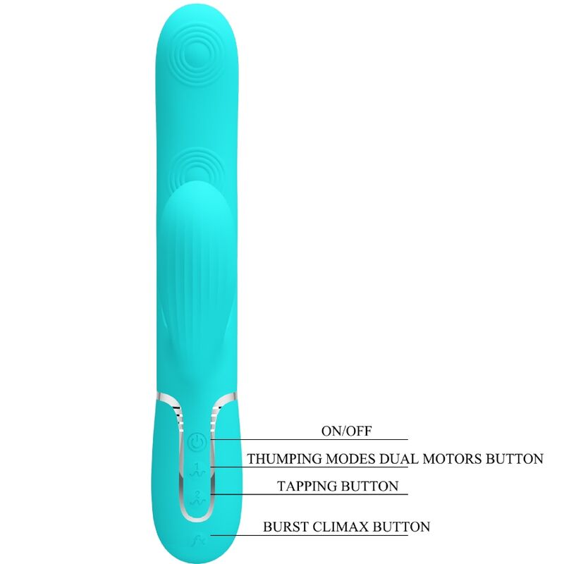 PRETTY LOVE - PERLITA VIBRATEUR POINT G 3 EN 1 MULTIFONCTION VERT D'EAU