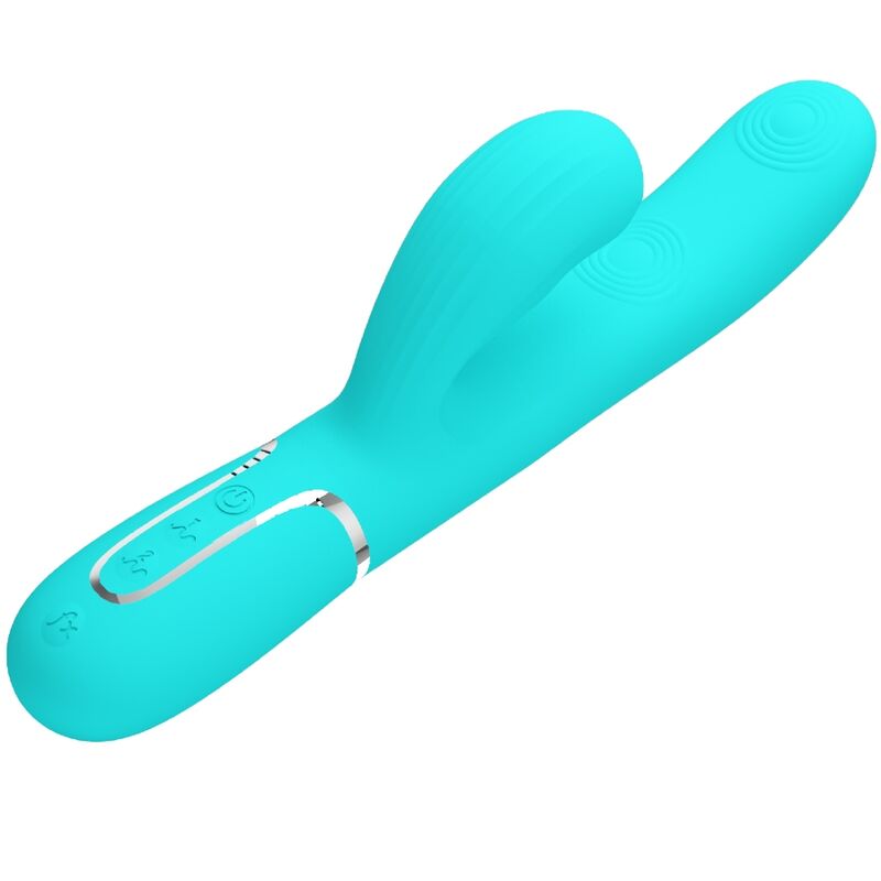 PRETTY LOVE - PERLITA VIBRATEUR POINT G 3 EN 1 MULTIFONCTION VERT D'EAU