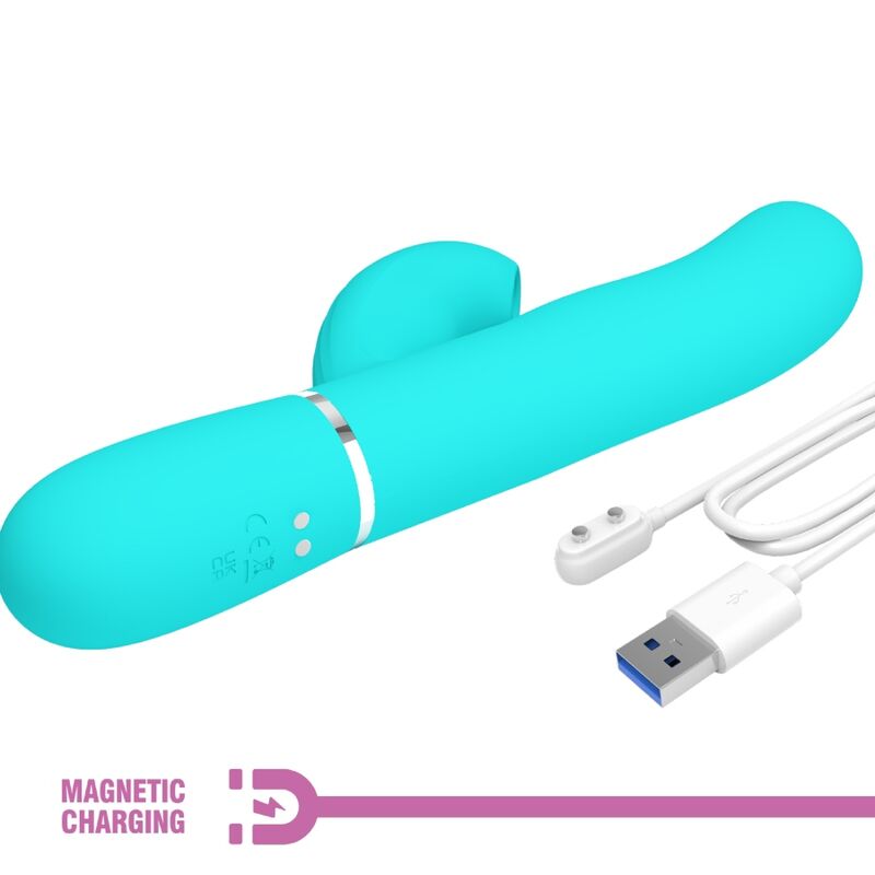 PRETTY LOVE - PERLITA VIBRATEUR POINT G 3 EN 1 MULTIFONCTION VERT D'EAU