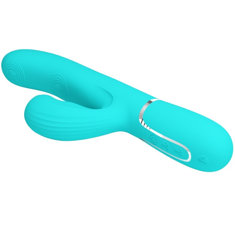 PRETTY LOVE - PERLITA VIBRATEUR POINT G 3 EN 1 MULTIFONCTION VERT D'EAU