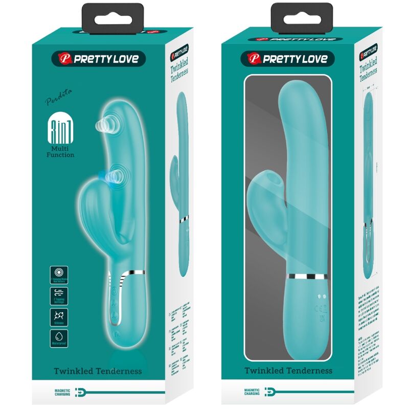 PRETTY LOVE - PERLITA VIBRATEUR POINT G 3 EN 1 MULTIFONCTION VERT D'EAU