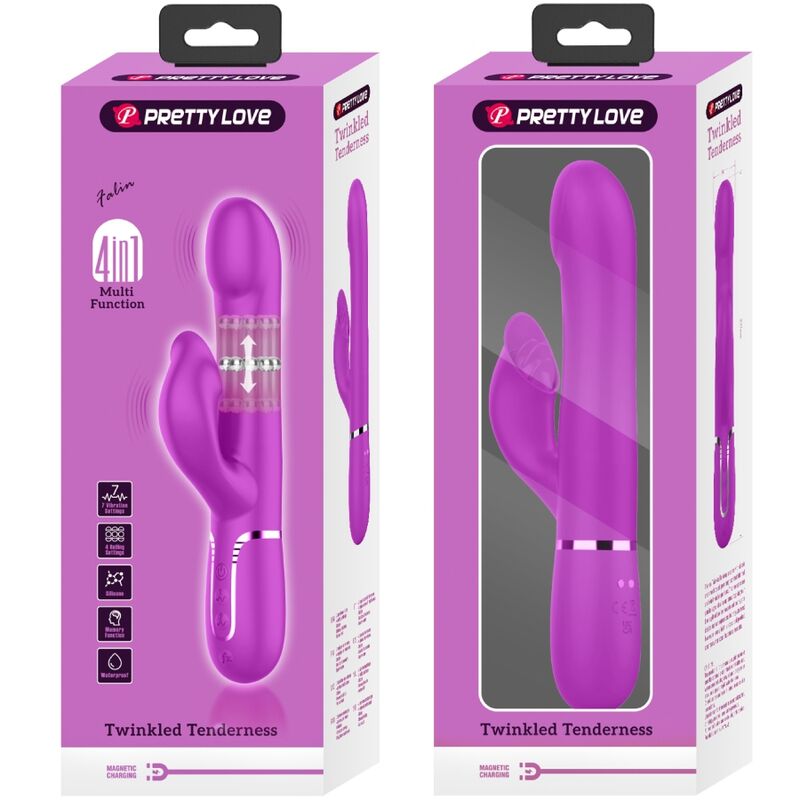 PRETTY LOVE - VIBRATEUR LAPIN PERLES VIOLET